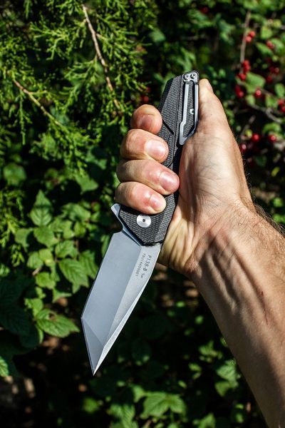 Ніж складаний Ruike Tanto, Sandvik 14C28N сатін, Black G-10/SS, кліпса (P138-B) RKE P138-B фото