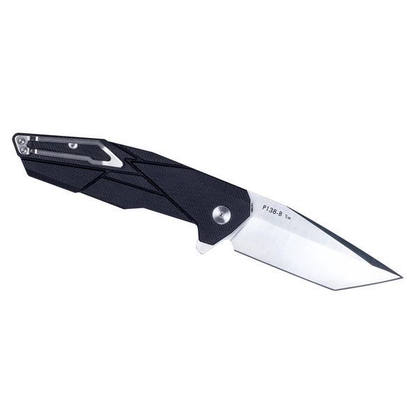 Ніж складаний Ruike Tanto, Sandvik 14C28N сатін, Black G-10/SS, кліпса (P138-B) RKE P138-B фото
