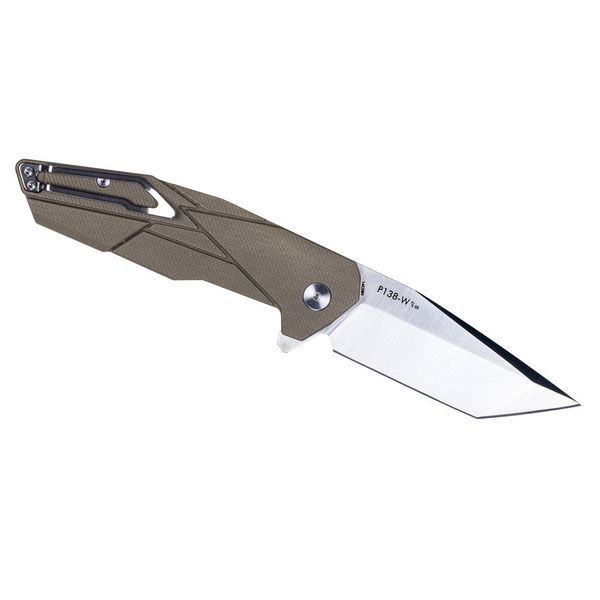 Ніж складаний Ruike Tanto, Sandvik 14C28N сатін, Sand G-10/SS, кліпса (P138-W) RKE P138-W фото