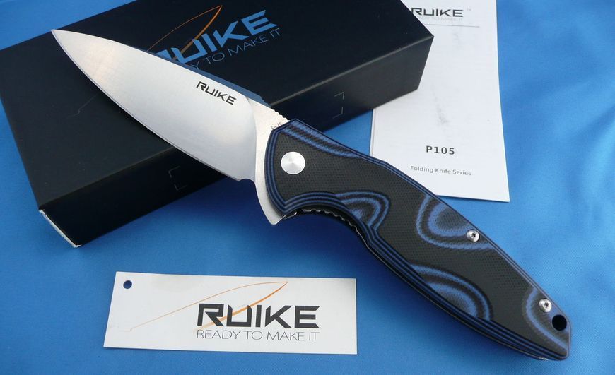 Ніж складний Ruike Fang Sandvik 14C28N, Blue G-10/ SS, кліпса (P105-Q) RKE P105-Q фото
